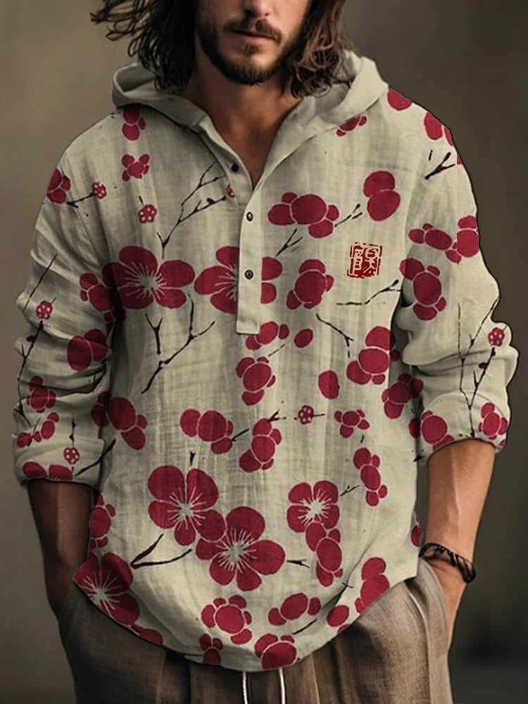 Kuro Sakura Hoodie Shirt – Japanese Floral Print Hooded Pullover (XS–6XL)