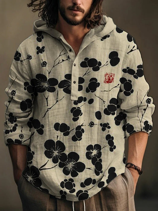 Kuro Sakura Hoodie Shirt – Japanese Floral Print Hooded Pullover (XS–6XL)